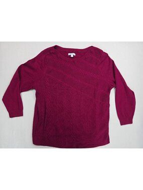 Kim Rogers Curvy Womens 2X Pink Pullover Cotton Knit Sweater